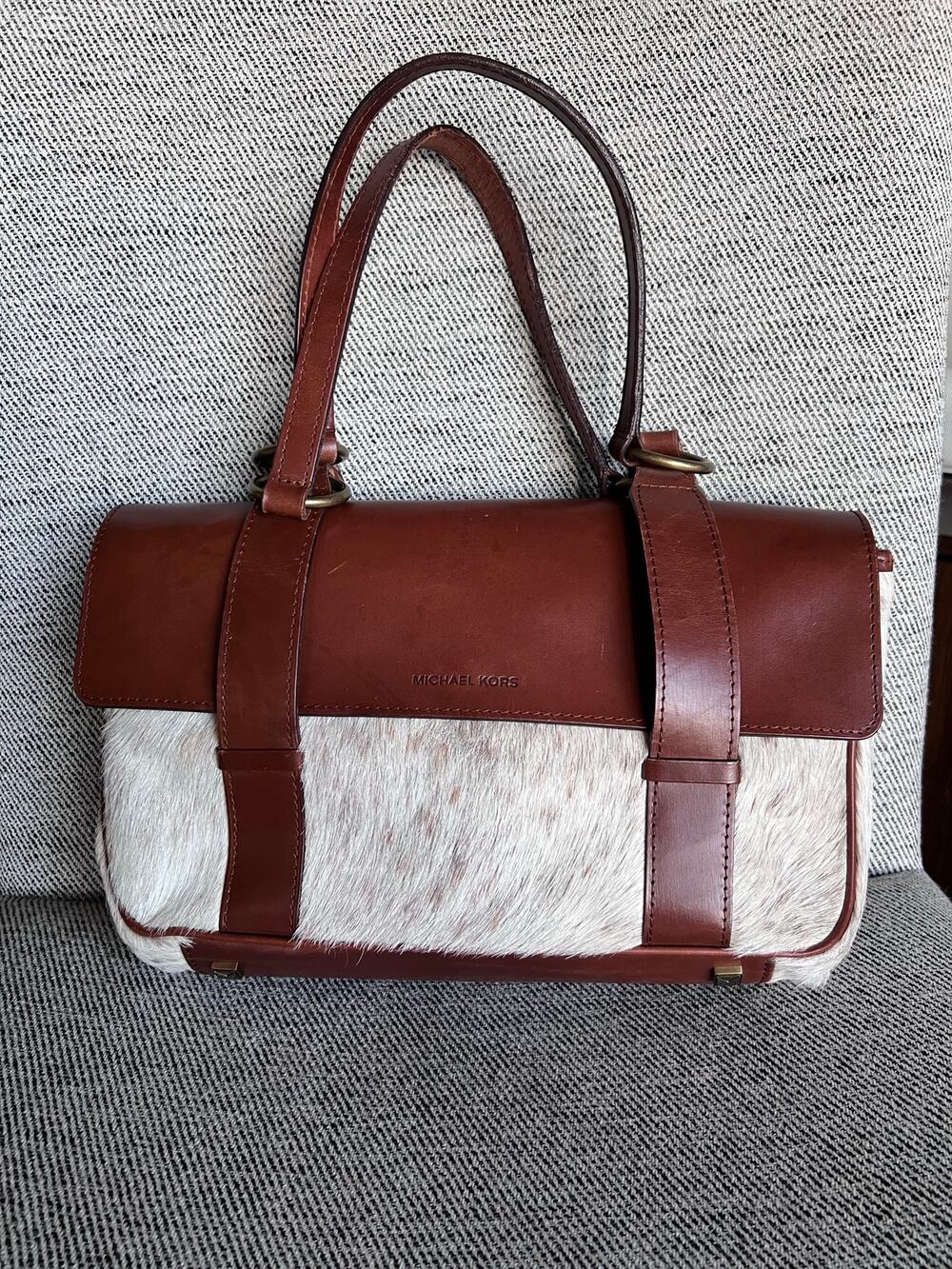 Vintage animal print ponyhair fur shoulder bag